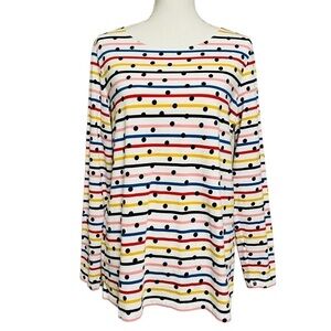 BODEN WOMENS LIGHTWEIGHT LONG SLEEVE STRIPES & POLKADOTS TOP SIZE 16/18